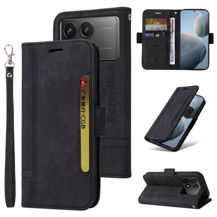 

For Xiaomi Redmi K70 / K70 Pro 5G BETOPNICE Dual-side Buckle Leather Phone Case(Black)