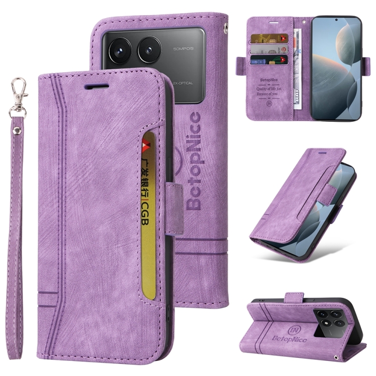 

For Xiaomi Redmi K70 / K70 Pro 5G BETOPNICE Dual-side Buckle Leather Phone Case(Purple)