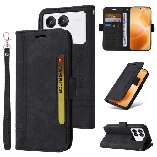 

For Xiaomi Poco X6 Pro / Redmi K70E 5G BETOPNICE Dual-side Buckle Leather Phone Case(Black)