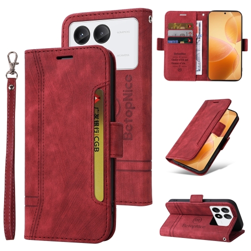 

For Xiaomi Poco X6 Pro / Redmi K70E 5G BETOPNICE Dual-side Buckle Leather Phone Case(Red)