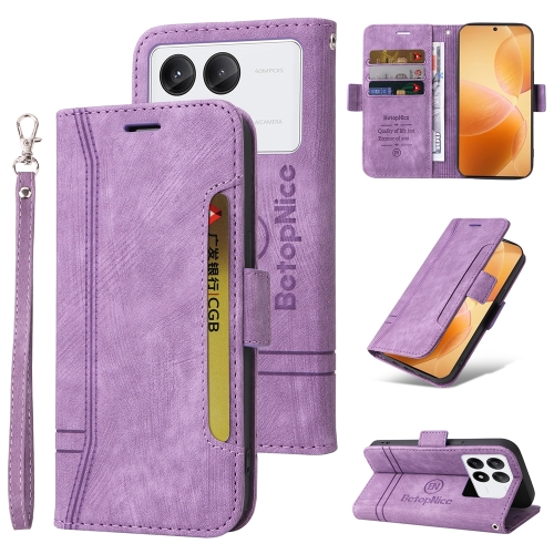 

For Xiaomi Poco X6 Pro / Redmi K70E 5G BETOPNICE Dual-side Buckle Leather Phone Case(Purple)