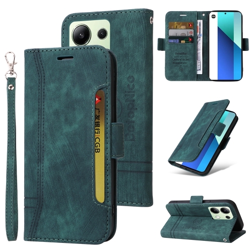 

For Xiaomi Redmi Note 13 4G BETOPNICE Dual-side Buckle Leather Phone Case(Green)