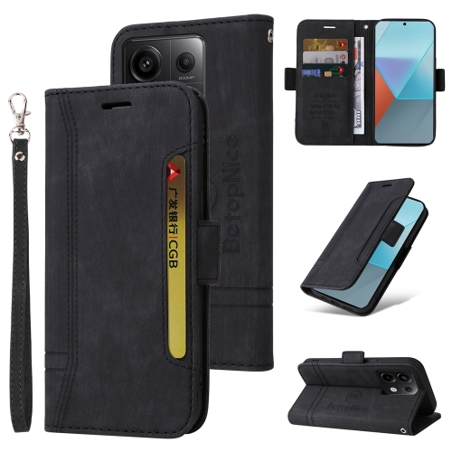 

For Xiaomi Poco X6 5G / Redmi Note 13 Pro 5G Global BETOPNICE Dual-side Buckle Leather Phone Case(Black)