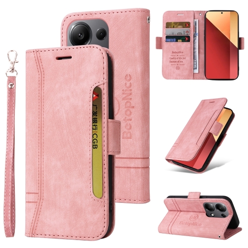 

For Xiaomi Poco M6 Pro 4G/Redmi Note13 Pro 4G Global BETOPNICE Dual-side Buckle Leather Phone Case(Pink)