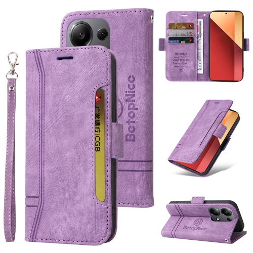 

For Xiaomi Poco M6 Pro 4G/Redmi Note13 Pro 4G Global BETOPNICE Dual-side Buckle Leather Phone Case(Purple)