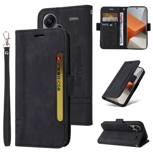 

For Xiaomi Redmi Note 13 Pro+ 5G Global BETOPNICE Dual-side Buckle Leather Phone Case(Black)