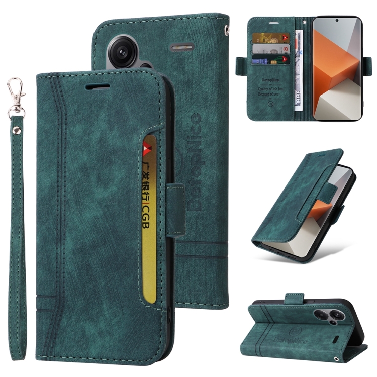 

For Xiaomi Redmi Note 13 Pro+ 5G Global BETOPNICE Dual-side Buckle Leather Phone Case(Green)