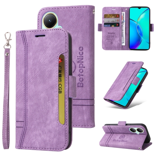 

For vivo Y35+ BETOPNICE Dual-side Buckle Leather Phone Case(Purple)