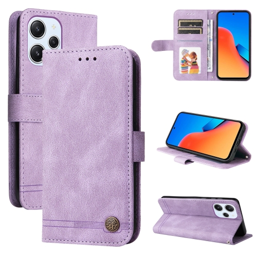 

For Xiaomi Redmi 12 4G Skin Feel Life Tree Metal Button Leather Phone Case(Purple)