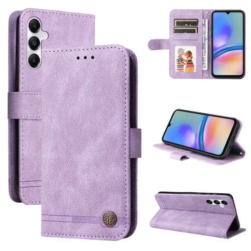 

For Samsung Galaxy A05s Skin Feel Life Tree Metal Button Leather Phone Case(Purple)