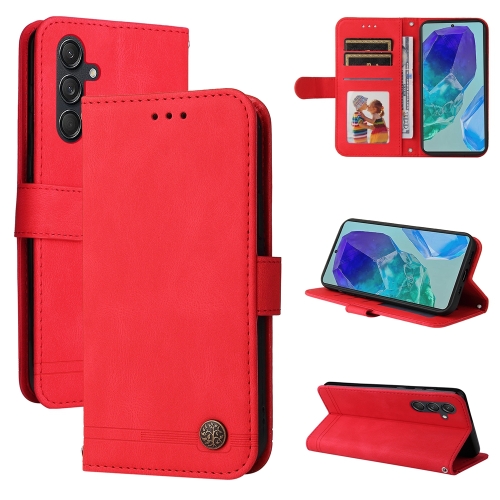 For Samsung Galaxy M55 5G Skin Feel Life Tree Metal Button Leather Phone Case(Red)