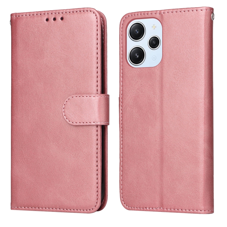 

For Xiaomi Redmi 12 4G Classic Calf Texture Flip Leather Phone Case(Rose Gold)