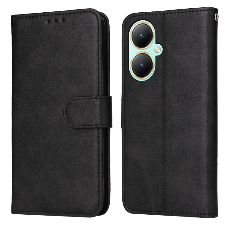 

For vivo Y35+ Classic Calf Texture Flip Leather Phone Case(Black)