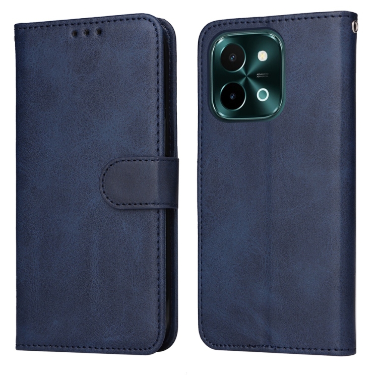 

For vivo Y28 4G Global Classic Calf Texture Flip Leather Phone Case(Blue)