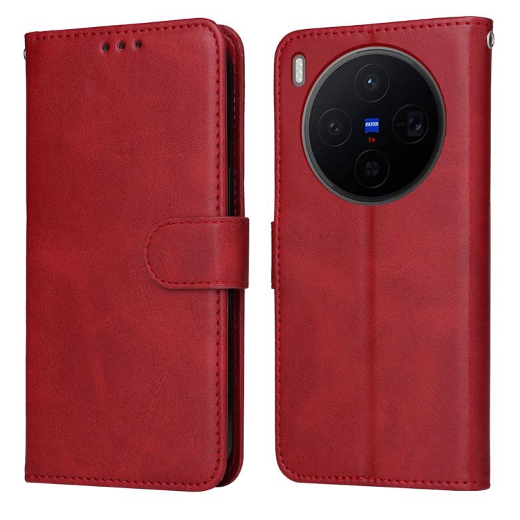 

For vivo X300 Classic Calf Texture Flip Leather Phone Case(Red)