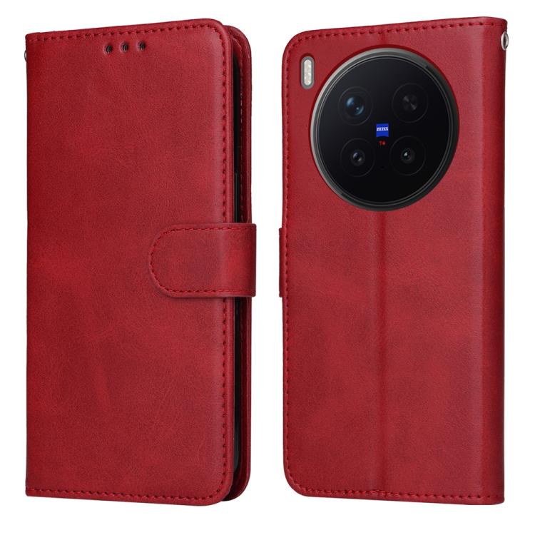 

For vivo X300 Pro Classic Calf Texture Flip Leather Phone Case(Red)