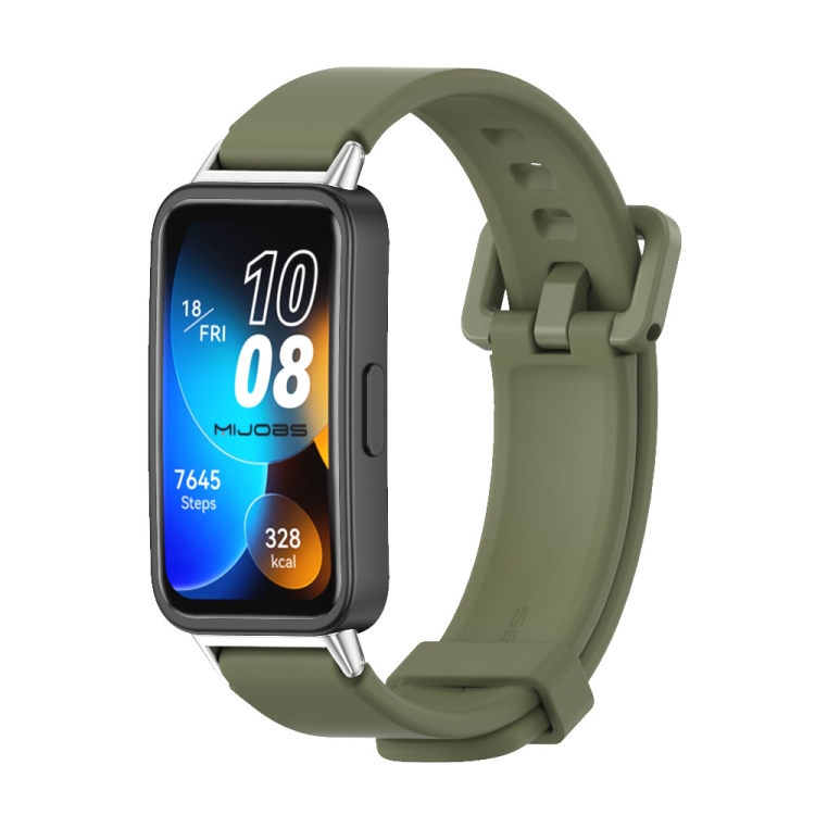 

For Huawei Band 8 Mijobs Silicone Breathable Watch Band(Army Green)