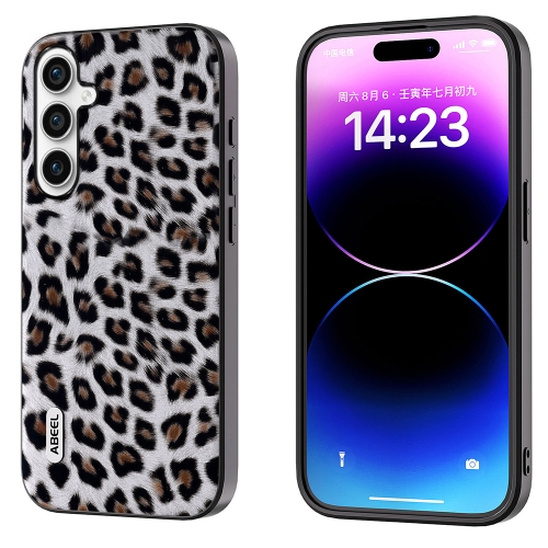 

For Samsung Galaxy A34 5G ABEEL Black Edge Leopard Phone Case(Silver Leopard)