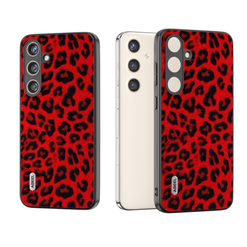 

For Samsung Galaxy S24+ 5G ABEEL Black Edge Leopard Phone Case(Red Leopard)