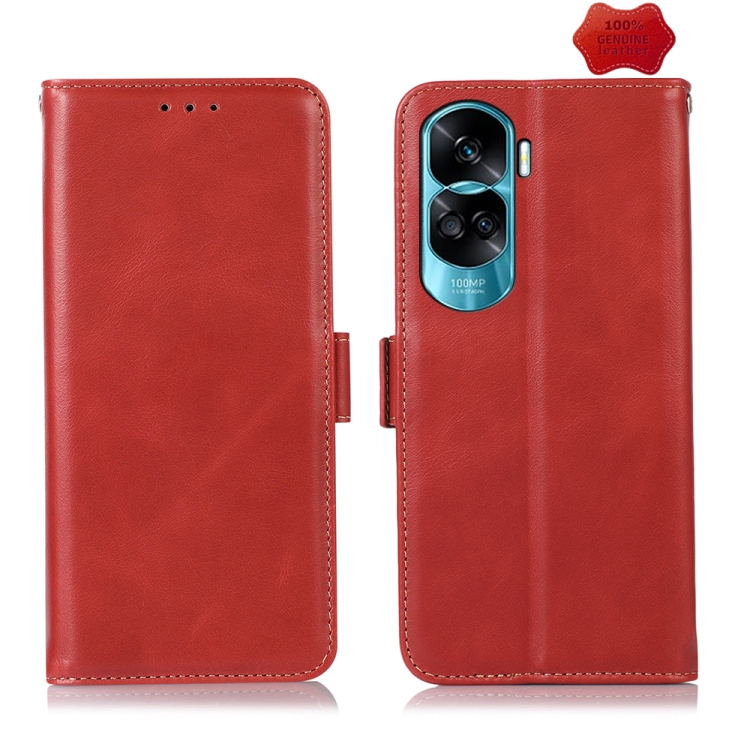 

For Honor 90 Lite 5G / X50i Crazy Horse Top Layer Cowhide Leather Phone Case(Red)
