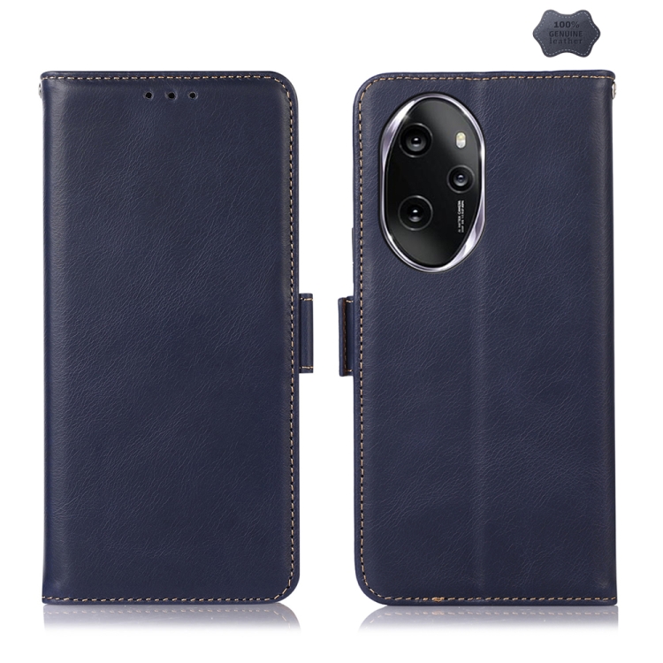 

For Honor 100 Pro Crazy Horse Top Layer Cowhide Leather Phone Case(Blue)