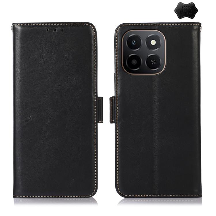 

For Honor X6c 4G Crazy Horse Top Layer Cowhide Leather Phone Case(Black)
