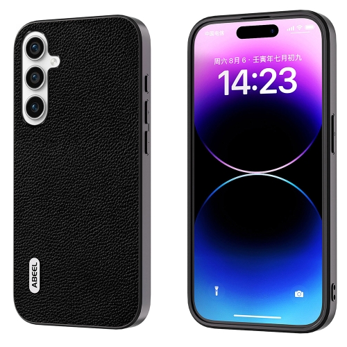 

For Samsung Galaxy S23 FE 5G ABEEL Black Edge Genuine Leather Mino Phone Case(Black)