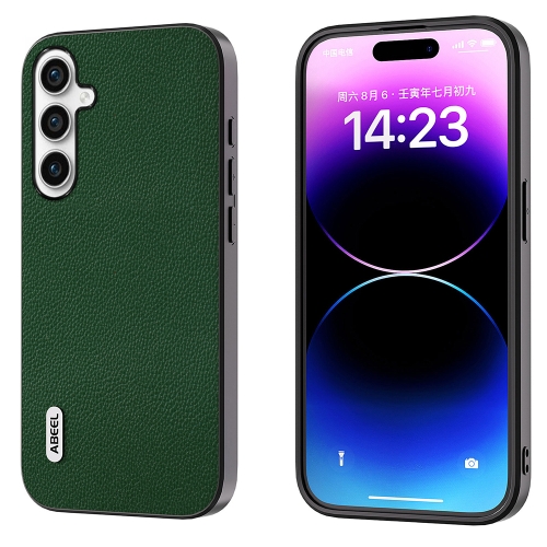 

For Samsung Galaxy A34 5G ABEEL Black Edge Genuine Leather Mino Phone Case(Green)
