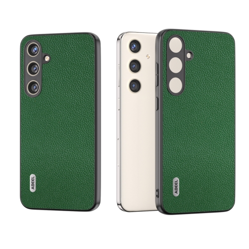 

For Samsung Galaxy S24 5G ABEEL Black Edge Genuine Leather Mino Phone Case(Green)