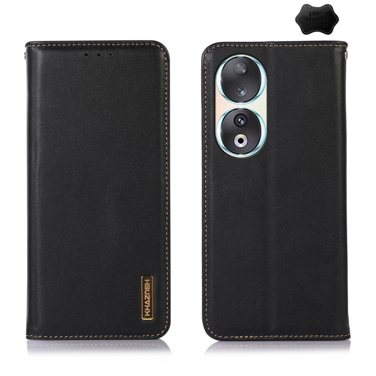 

For Honor 90 KHAZNEH Nappa Top Layer Cowhide Leather Phone Case(Black)