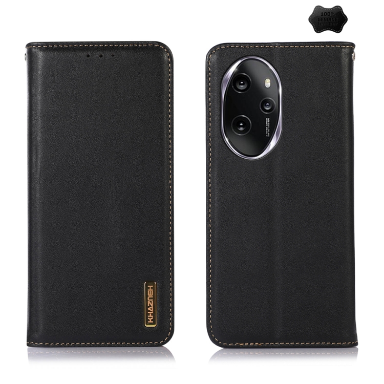 

For Honor 100 Pro KHAZNEH Nappa Top Layer Cowhide Leather Phone Case(Black)