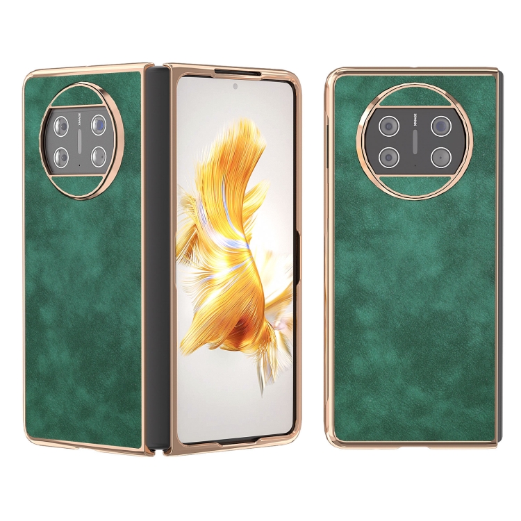 

For Huawei Mate X3 Nano Plating Morocco Texture PU Phone Case(Green)