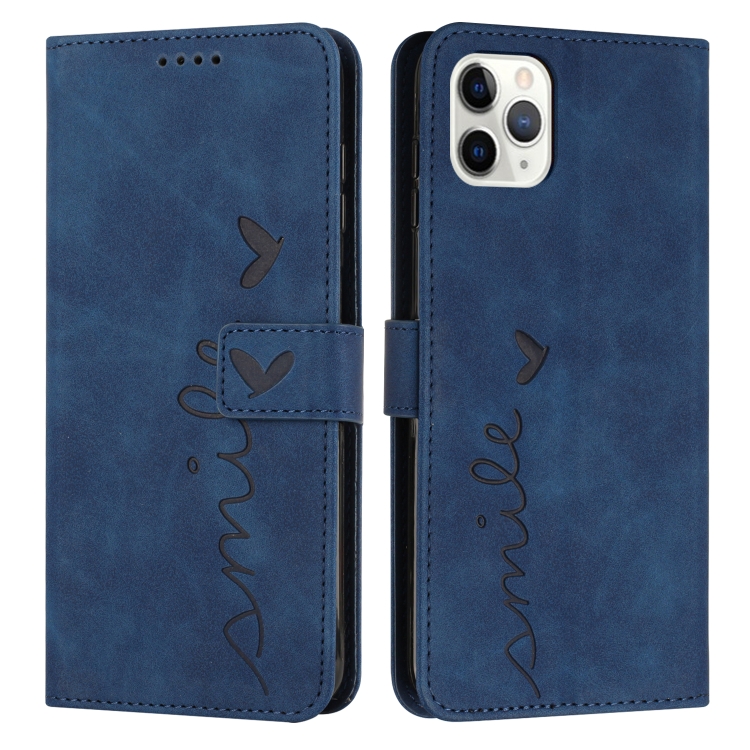 

For iPhone 15 Pro Skin Feel Heart Pattern Leather Phone Case(Blue)