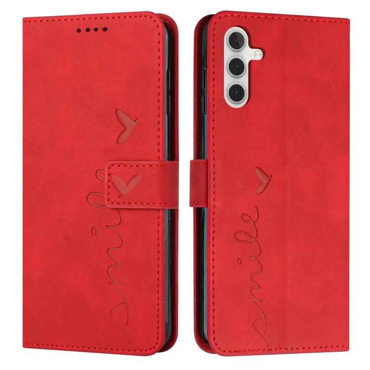 

For Samsung Galaxy A25 5G Skin Feel Heart Pattern Leather Phone Case(Red)