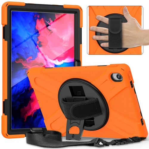 For Lenovo Tab P11 Silicone Hybrid PC Tablet Case with Grip & Shoulder Strap(Orange)