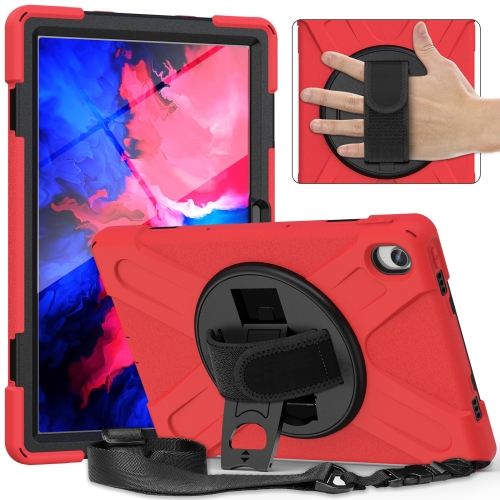 

For Lenovo Tab P11 Silicone Hybrid PC Tablet Case with Grip & Shoulder Strap(Red)