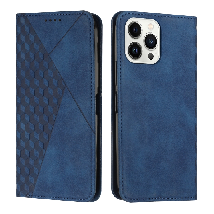 

For iPhone 15 Pro Max Diamond Splicing Skin Feel Magnetic Leather Phone Case(Blue)