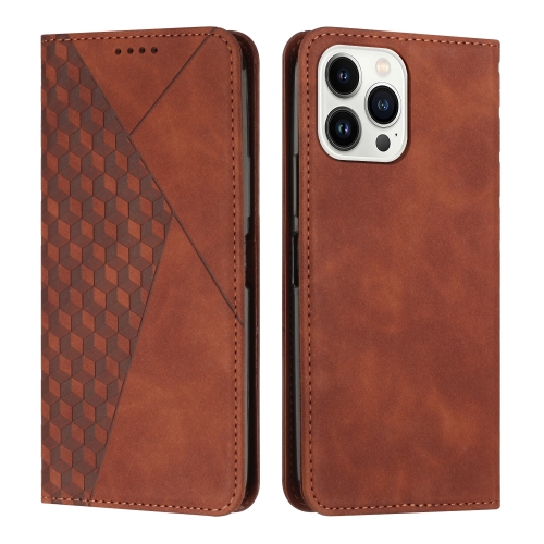 

For iPhone 15 Pro Diamond Splicing Skin Feel Magnetic Leather Phone Case(Brown)