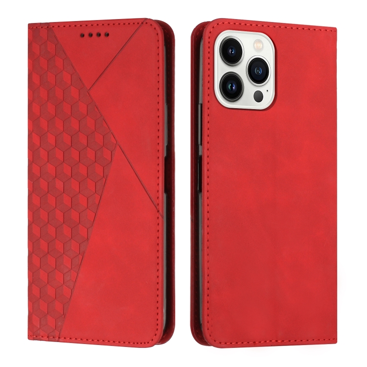 

For iPhone 15 Pro Diamond Splicing Skin Feel Magnetic Leather Phone Case(Red)
