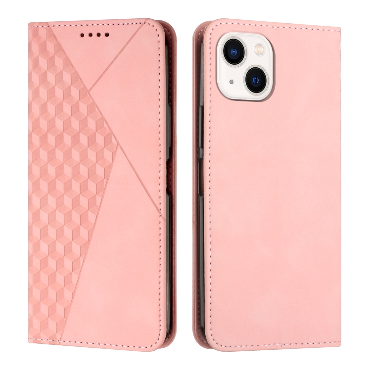 

For iPhone 15 Plus Diamond Splicing Skin Feel Magnetic Leather Phone Case(Rose Gold)