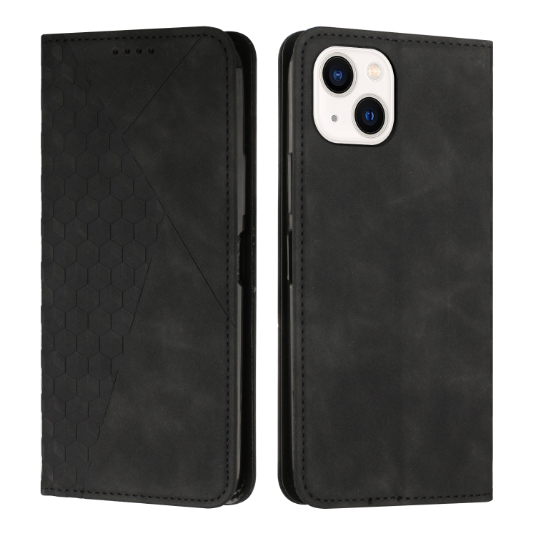 

For iPhone 15 Plus Diamond Splicing Skin Feel Magnetic Leather Phone Case(Black)