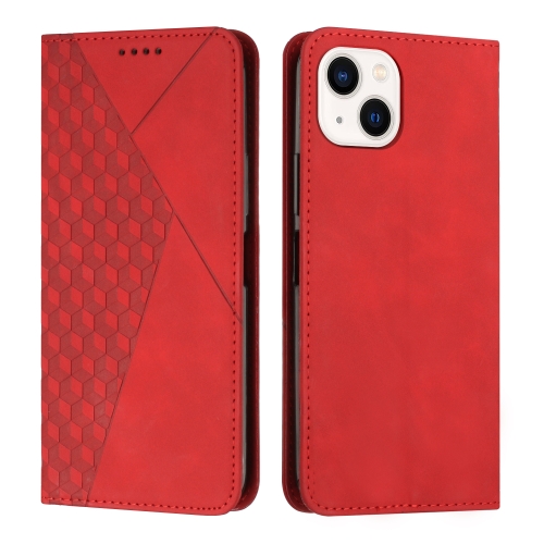 

For iPhone 15 Diamond Splicing Skin Feel Magnetic Leather Phone Case(Red)