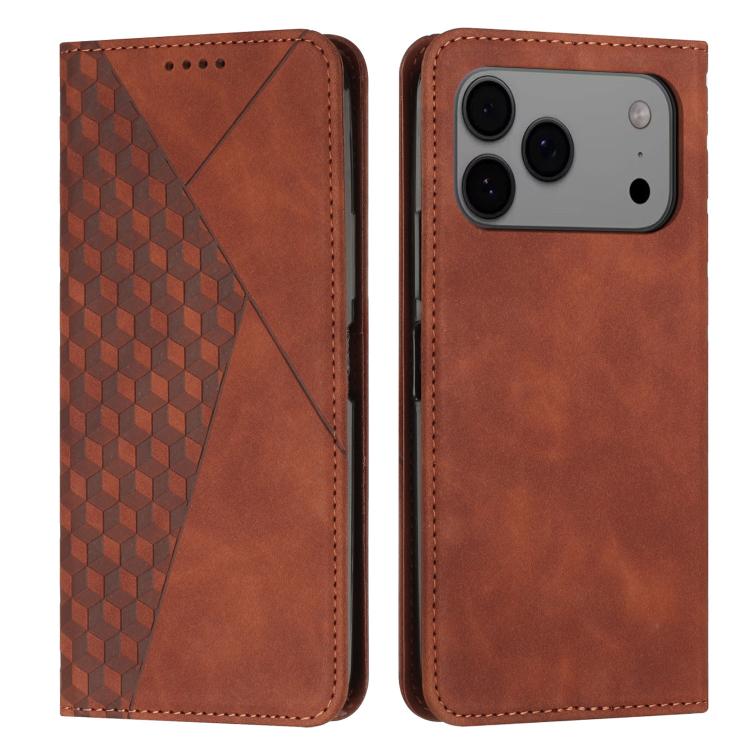 

For iPhone 17 Pro Max Diamond Splicing Skin Feel Magnetic Leather Phone Case(Brown)