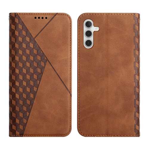 

For Samsung Galaxy S23 FE 5G Diamond Splicing Skin Feel Magnetic Leather Phone Case(Brown)