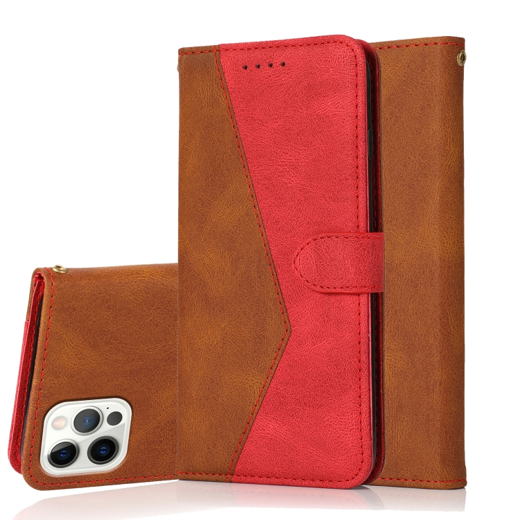 

For iPhone 15 Pro Dual-color Stitching Leather Phone Case(Brown Red)