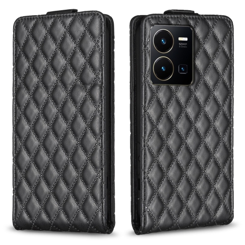 

For vivo Y35 4G / Y22s Diamond Lattice Vertical Flip Leather Phone Case(Black)