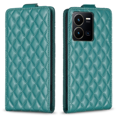 

For vivo Y35 4G / Y22s Diamond Lattice Vertical Flip Leather Phone Case(Green)