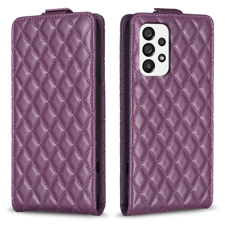 

For Samsung Galaxy A72 4G/5G Diamond Lattice Vertical Flip Leather Phone Case(Dark Purple)
