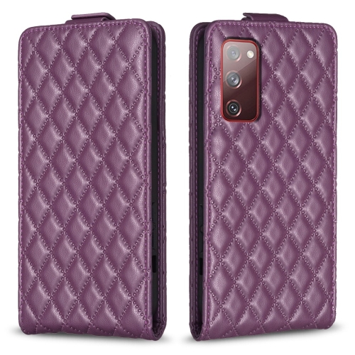 

For Samsung Galaxy S20 FE Diamond Lattice Vertical Flip Leather Phone Case(Dark Purple)