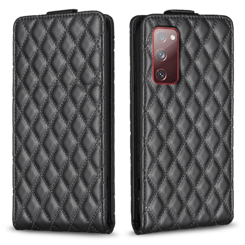 

For Samsung Galaxy S20 FE Diamond Lattice Vertical Flip Leather Phone Case(Black)